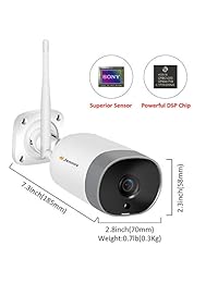 Jennov - Cámara IP de seguridad inalámbrica, WiFi, cámara IP de seguridad HD 1080P, visión nocturna en interiores y exteriores, CCTV, vigilancia en el hogar, preinstalada, tarjeta micro-SD de 16G, detección de movimiento, acceso remoto ...