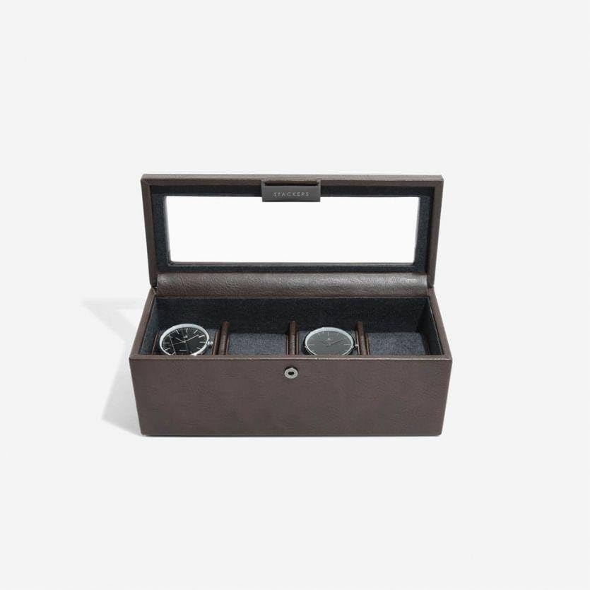 Stackers Mens Brown 4 Piece Watch Box