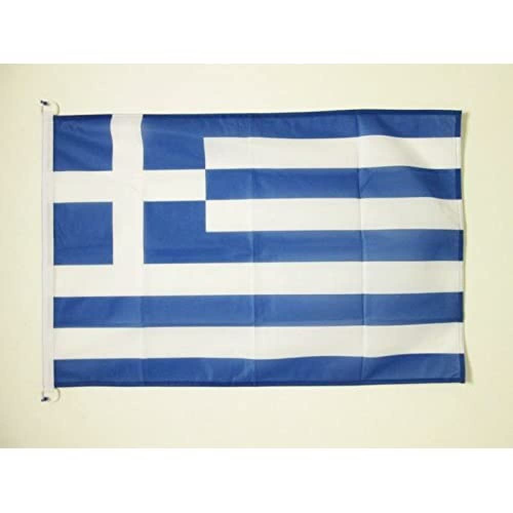 AZ FLAG - Greece Flag - 2x3 Ft - For Outdoor - Greek Banner Knitted Polyester with Two Plastic Rings - Fade Resistant - Vivid Colors - 2' x 3' Feet - 90x60 Cm