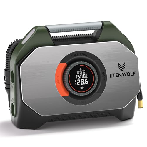 ETENWOLF Vortex S7 38400mAh Wireless Car Tyre Inflator 11.03 Bar | Portable compressor for heavy vehicles and cars - 100% continuous cycle and double cylinder for long-lasting performance