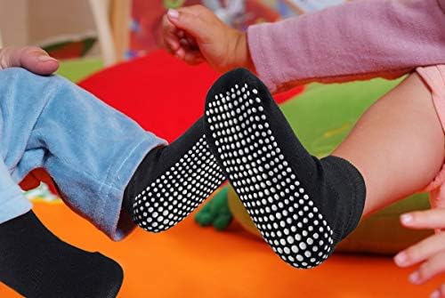 Podinor Baby Boys Non Slip Grip Ankle Cotton Socks With Anti Skid Grips For Infants Toddlers Kids Boys Beginner Walkers Baby Baby Boys