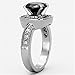 Marimor Jewelry 3 Carat Round Cut Black Cubic Zirconia Stainless Steel Halo Engagement Ring Size 7