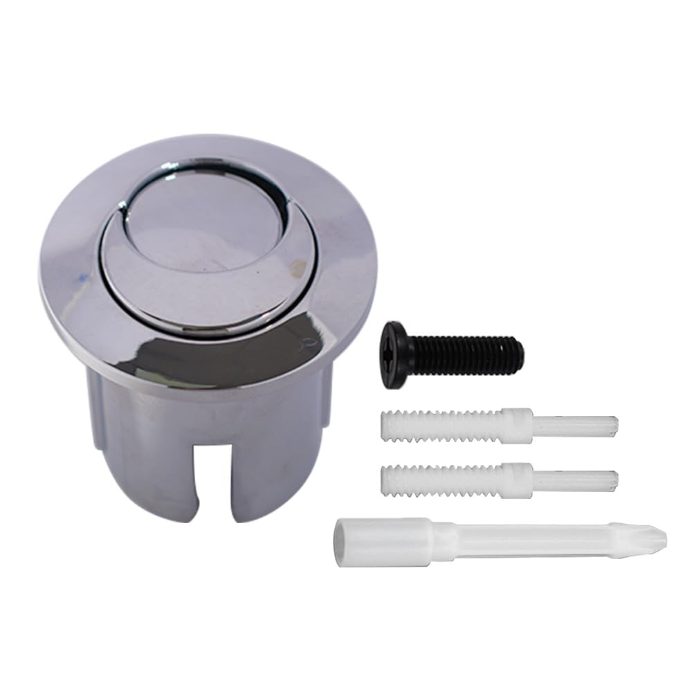 Toilet Flush Button Replacement Compatible with AH0001800R Dual Flush Push Button Threaded Push Rods Short Body D2D Chrome