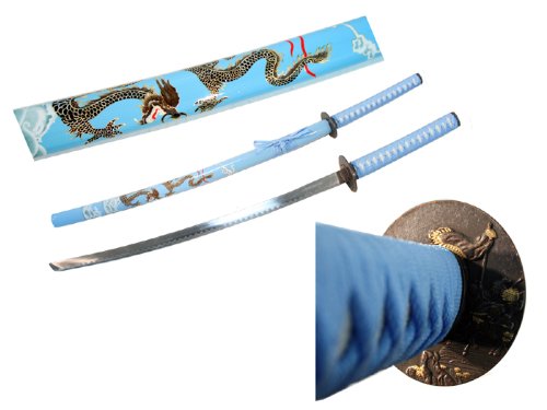 40.5" Sky Blue Collectible Dragon Katana Samurai Sword Ninja