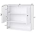 TANGKULA Wall Cabinet, Hanging Bathroom Medicine Cabinet with Double Shutter Doors and Adjustable Shelf, 26 x 8.5 x 25 Inches, White