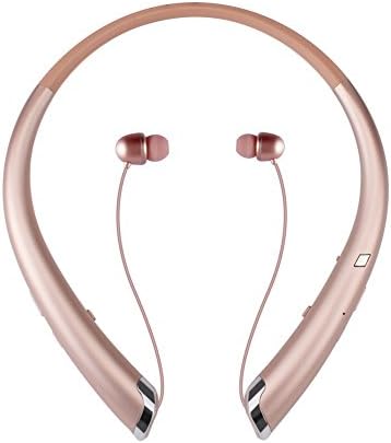 Bluetooth Neckband Headphones, Wireless Earbuds Retractable Headset Stereo Sweat-proof Sports Earphones with Mic for iPhone X/8/7/6, Android and Other Bluetooth Devices (Rose)