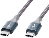 AmazonBasics Double Braided Nylon USB Type-C to Type-C 2.0 Charger Cable | 10 feet, Dark Grey