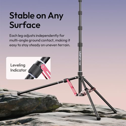 ULANZI T230 230 cm Carbon Light Stand Professional Reversible Carbon Fibre Lamp Stand with Carry Bag, Max Load 5 kg, Removable Centre Axis Portable Compact Tripod Metal for Studio Light