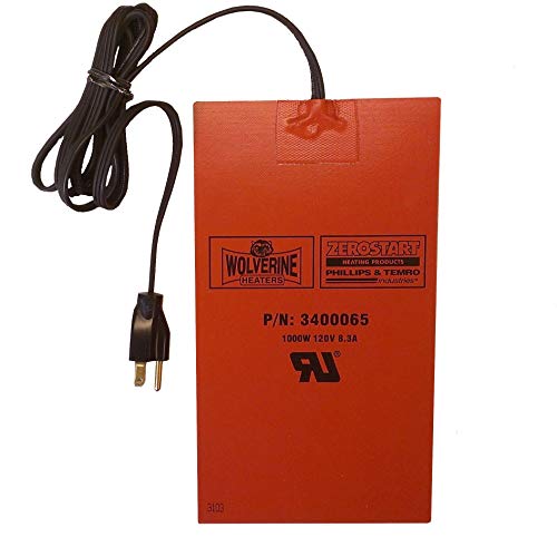 Zerostart 3400065 (Wolverine Model 80) Silicone Pad Heater, XIAMETER SLT-5200 Sealant Acetoxy Blue | Engine Oil, Transmission, Reservoir and Hydraulic Fluid, 6" x 10 3/4" | 120 Volts | 1000 Watts