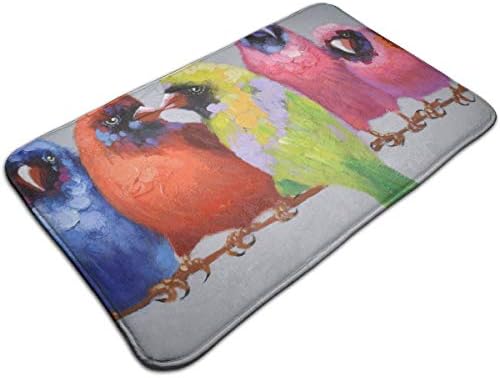 Longnankejilifeaa Art Colorful Cardinal Birds Paingting Doormat Non-Slip Indoor Entrance Rug Multi Coloured Outdoor Entry Carpet for High Traffic Areas Patio Home Kitchen Floor Porch Garage