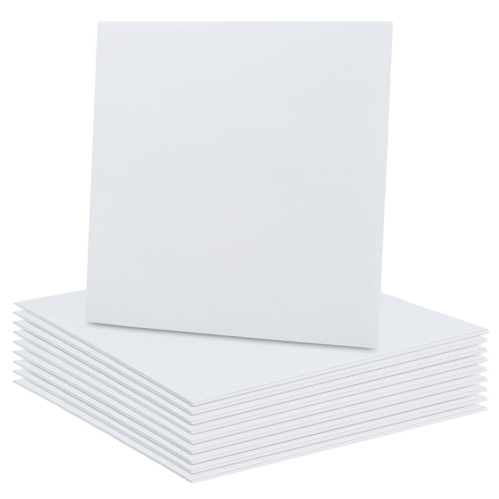 BENECREAT 10 Sheets White Corrugated Plastic Sheets, 30x30cm Blank Yard Signs Poster Board for Offices Outdoor Garden, 3mm Thick