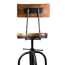 Set of 2-Industrial Bar Stools with Backrest-Swivel