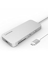Lenovo USB C Hub, tipo C Hub Adapter 3.1 con USB C de carga, puerto HDMI, 2 puertos USB 3.0 y 1 USB 2.0, lector de tarjetas SD y MicroSD, portátil para MacBook Pro2016   2017, Chromebook y más dispositivos de tipo C