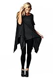 TL Women's Made in USA Short Sleeve Handkerchief Hem Flowy Long Rayon Tunic Tops