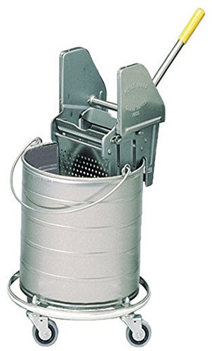 Royce Rolls Stainless Steel 10-Gallon Round Mop Bucket and 24-32 oz. Mop Wringer Combo on 3