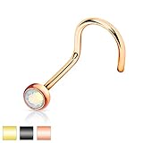 PiercedOff Flat Top Press Fit White Opalite Stone Nose Screw