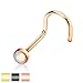 PiercedOff Flat Top Press Fit White Opalite Stone Nose Screw