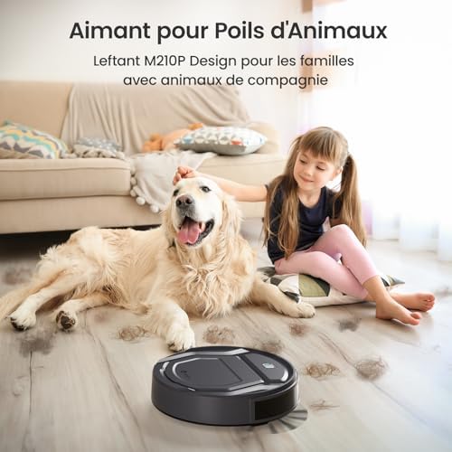 Aspirateur Robot, Robot Aspirateur Mince Silencieux Connecté avec WiFi/Bluetooth/Alexa/App, 6 Modes de Nettoyage, Auto-Charge, 120min d'Autonomie, Idéal pour Poils d'animaux Sols Durs, M210P