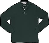 French Toast School Uniform Boys Long Sleeve Pique Polo Shirt, Hunter Green, Medium (8)