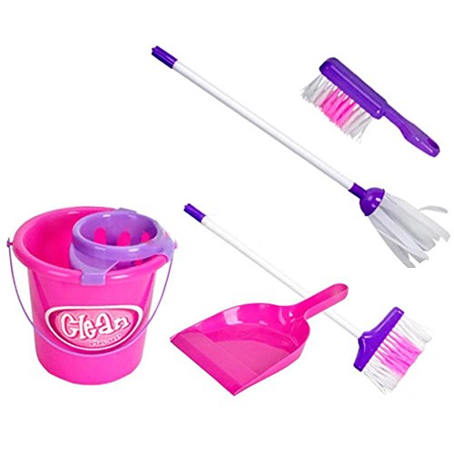 HsgbvictS Pretend Play Novelty Toy 5Pcs Kids Play House Cleaning Mop Broom Bucket Brush Dustpan Set Pretend Toy