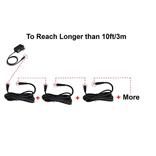 Dericam Universal 10ft 3 meters Power Extension Cable, DC 5 Volt Power Adapter Extension Cord, extend additional 10ft length for DC 5V power adapter or wall charger, 3.5mm DC Plug, 5V-3M, Black - Thumbnail 3