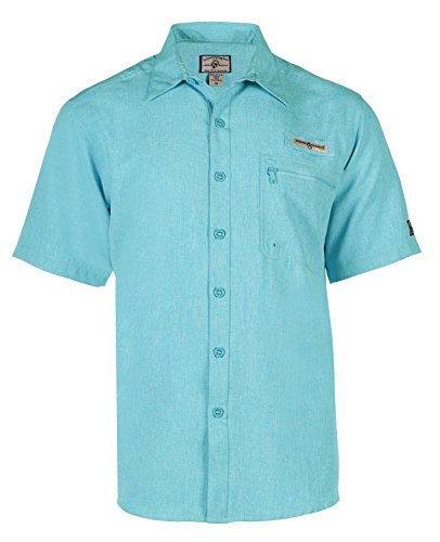 Hook & Tackle Men's Tamarindo Short Sleeve Sun Protection Fishing Shirt Aqua Green Medium - Thumbnail 2
