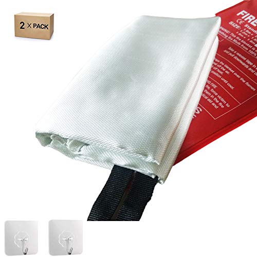 2Park Fire Blanket Flame Emergency Blanket Suppression Blanket Flame Retardant Blanket Emergency Survival Safety Cover for Kitchen, Fireplace, Car, Office, Warehouse, Camping (39.37x 39.37 in)