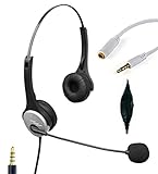 Voistek A2H20J35 Wired Cell Phone Headset w/ Adjustable Headband Boom Noise Cancelling Microphone for Apple iPhone Samsung Galaxy LG HTC Mobile Phones Most Android Smartphones w/ 3.5mm Headphone Jack
