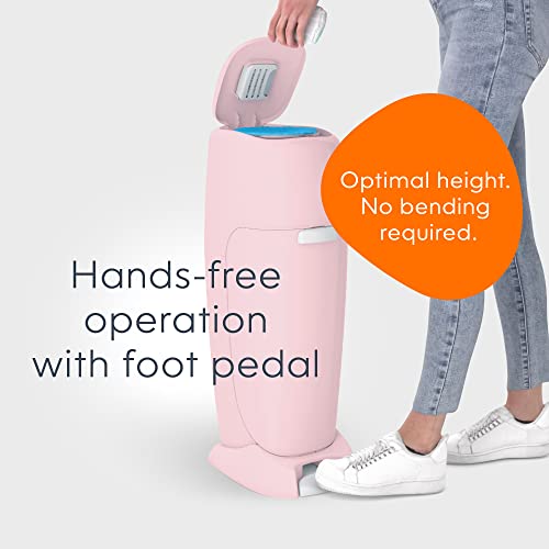 Diaper Genie Complete Diaper Pail (Pink) with Antimicrobial Odor Control | Includes 1 Diaper Trash Can, 1 Refill Bags, 1 Carbon Filter