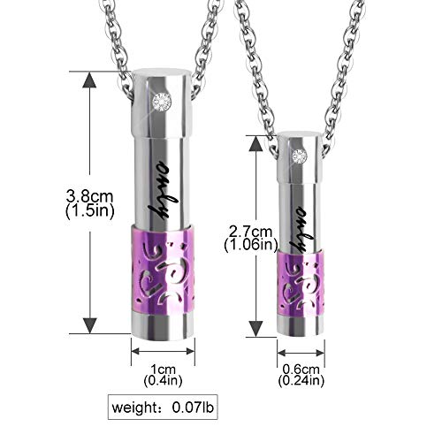 Dletay 2 Pcs Cremation Necklace Only Love Memorial Urn Pendant Stainless Steel Ashes Holder Keepsakes Jewelry