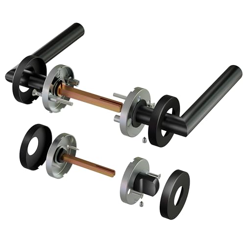 1 Pack of HENYIN Stainless Steel Door Lever Handle with Bathroom Knob,Mortise Door Lock handle,Black Color (SO2-103BK-B)