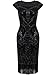 Vijiv Women 1920s Vintage Sequin Art Nouveau Deco Embellished Fringe Flapper Dress