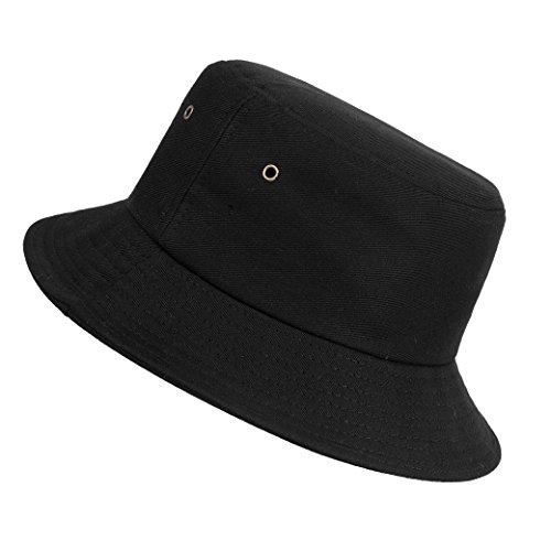 Fischerhut Baumwolle Bucket Hat Unisex Strandhut Freizeithut Schlapphut Schwarz