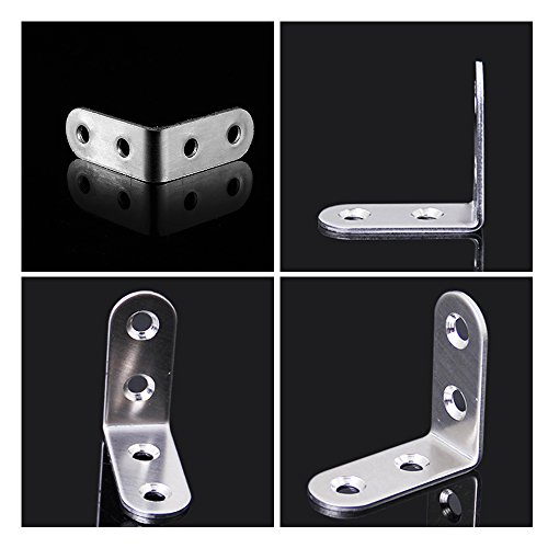 Teenitor Corner Brace, 40mmx40mm Stainless Steel Brace Corner Steel Joint Right Angle Bracket Fastener, 16 Pieces with Screws - Thumbnail 3