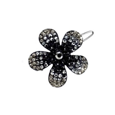 DoubleAccent Hair Jewelry Small Ombre Simulated Crystal Flower Barrette, Black
