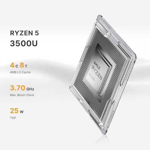 C4 AIR Mini PC, Ryzen 5 3500U, 8GB DDR4 2400MHz RAM, 256GB SSD + PCIe 3.0 NVMe Slot, Vega 8 Graphics, Triple 4K Display, WiFi 5/BT 5.0, Micro Desktop for Business/Office/Home