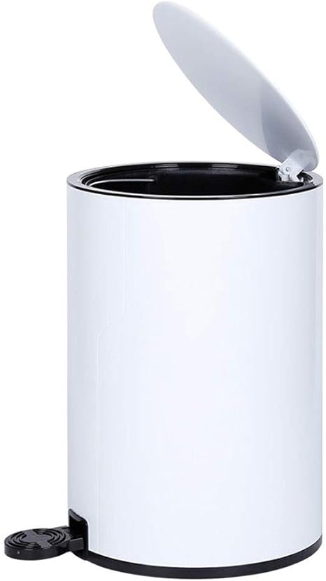 Amazon 12lの白い浴室のゴミ箱 小さいペダルのゴミ箱 円形のステンレス鋼のゴミ箱 ふたおよびプラスチック内部のバケツが付いている 洗面所のゴミ箱 フタ付きゴミ箱 オンライン通販