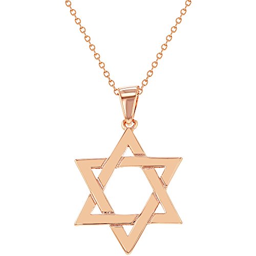 In Season Jewelry Rose Gold Plated Religious Jewish Star of David Pendant Necklace 18"