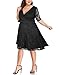 Women's Plus Size Wedding Guest Cocktail Party Semi Formal Lace Wrap V Neck Knee Length Dress Black Size 16