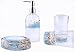 Locco Decor 4 Piece Acrylic Liquid 3D Floating Motion Bathroom Vanity Accessory Set Oceam Theme Sea Shell Conch Toothbrush Holder, Tumbler, Soap Dispenser, Soap Dish