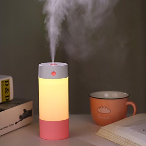 Mini Humidifier Night Light, HFAN 250mL Portable Cool Mist Ultrasonic Humidifiers for Night Light Mode, USB Powered and Whisper Quiet for Baby Bedroom Office Home Car (Pink)