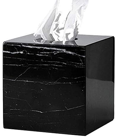 Tissue box cover Square Car Load Paper Holder Marble Tissue Holders Simple Home Living Room Napkin Tray Coffee Office Paper Towel Dispenser Multi-function storage (Color : Black)