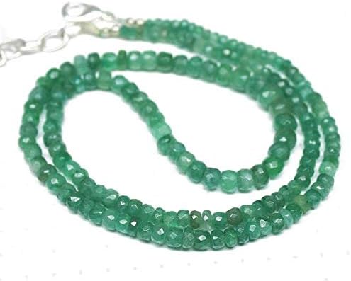 Earth Gems Park Super Fine Quality Gems Jewelry Natural Green Emerald Faceted Rondelle Micro Gemstone Craft Loose Beads Necklace 17" 2mm 5mm Code:- BF-1155