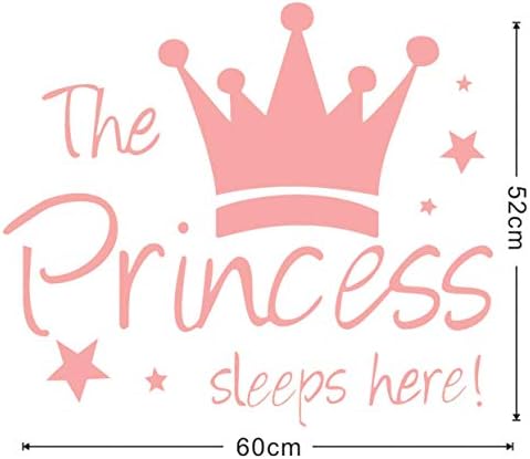 dryujdytru Stylish The Princess Sleeps Here Crown Pink Wall Sticker Baby Girls Room Home Decor for Home Decoration(None L JD1045A2-60cm x 52cm)
