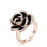 Winter.Z Noble and Elegant Ladies Jewelry Popular Explosion Models Austria Crystal Rose Gold Black Rose Ring Wedding