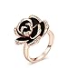 Winter.Z Noble and Elegant Ladies Jewelry Popular Explosion Models Austria Crystal Rose Gold Black Rose Ring Wedding