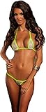 White Mesh w/ Neon Green Sexy Micro G-String Bikini 2 Piece See Through USA Made