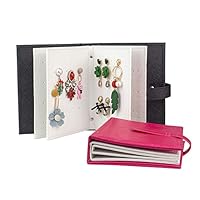 Mordoa Jewelry Earrings Organizer Book, Small Portable Travel Jewelry Earrings Ear Studs Organizer Holder Display Storage Bag Case Box, Capable to Hold 42 Pairs of Earrings (Black)