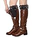 Womens Fur Trim Boot Cuff Top Cover Leg Warmers Dark Gray