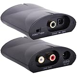 TV Digital Optical Coax to Analog Stereo RCA Audio Converter Adapter 24Bit/192KHz, Includes 6 feet Optical Cable